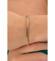 14 Ayar Altın İtalyan Balıksırtı Bileklik 4.20 mm (Beyaz)