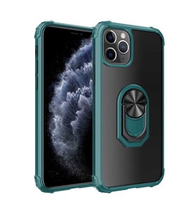 Uyumlu Model Apple iPhone 11 Pro Max Kılıf Şeffaf Sararmaz Yüzüklü Mola Kapak (Yeşil)