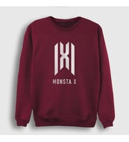 Presmono Unisex Beyaz Logo K-Pop Monsta X Sweatshirt 274649tt (Bordo)