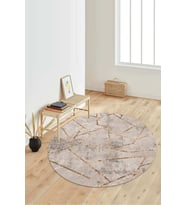 Dijital Baskılı Kaymaz Taban Yıkanabilir Yuvarlak Salon Halısı Koridor Halısı Paspas NDY-SD-382 (Krem)