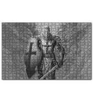 Cakapuzzle Tam Zırhlı Silahlı Haçlı Şövalye Karakalem Puzzle Yapboz MDF (Ahşap) (1000 Parça)