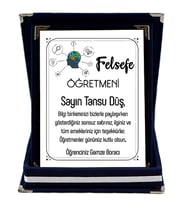 Felsefe Öğretmenine Hediye İsim Baskılı Plaket - Öğretmenler Günü Hediyesi (Lacivert)
