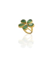 Kadir Jewellery 22 Ayar Altın Kaplama Zirkon Taşlı Kadın Vintage Yüzük (Yeşil)