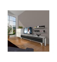 Decoraktiv Eko On Mdf Std Retro Tv Ünitesi Tv Sehpası (Beyaz-Siyah)