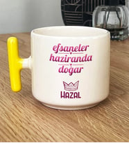 Kişiye Özel İkizler Yengeç Burcu Hediye T Kupa Bardak Doğum Günü Hediyesi (Sarı)