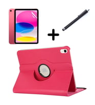 Apple iPad Air 11inç M2/M3 2025-2024 Kılıf Dönen Tablet Kilifi Ekran Koruyucu+Ka (Koyu Pembe)
