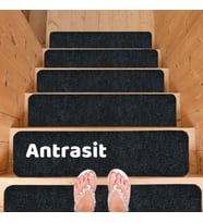 Merdiven Halısı Basamak Halısı Keçe Kaymaz Taban Kendinden Yapışkanlı Paspas Halıfleks 1 Adet (Antrasit)