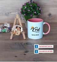 Kral Babam Babaya Hediye Kupa Bardak Beyaz ve Fotoğraflı Ahşap Anahtarlık Hediye (Model 6)
