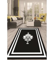 Dijital Kaymaz Taban Yıkanabilir Modern Renkli Salon Halısı Mutfak Halısı Yolluk ND-HT-814 (Siyah)