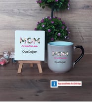 Anneye Hediye Dekoratif Taş, Kupa Bardak Kırmızı Hediye (Model 9)