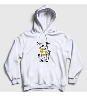 Presmono Unisex Gri Meow Queen Freddie Mercury Kapüşonlu Sweatshirt 407872tt (Beyaz)