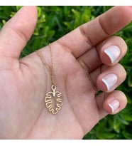 Yaprak Şekilli Gümüş Kolye Özel Gün Hediyesi (Gold)