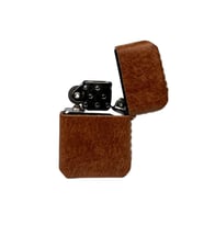 Handmade El Yapımı Hakiki Deri Zip Modeli Çakmak Açık Kahverengi (Kahverengi)