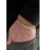 Tamamı Paslanmaz Saf Çelik Şık Erkek Bileklik 5mm (Gümüş - Altın)