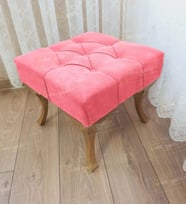 Kapitoneli Makyaj Pufu Ayak Ucu Puf Gold Ayak (45*45) (Pembe)