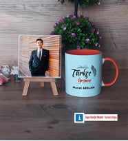 Türkçe Öğretmeni Fotoğraflı Dekoratif Taş, Kupa Bardak Beyaz Hediye Öğretmenler Günü Hediyesi (Model 13)