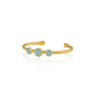 Kadir Jewellery 22 Ayar Altın Kaplama Zirkon Taşlı Ayarlanabilir Vintage Bilezik (Açık Mavi)