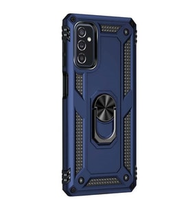 Samsung Galaxy M52 Kılıf Yüzüklü Standlı Korumalı Tank Kapak (Lacivert)
