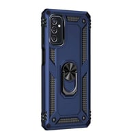 Samsung Galaxy M52 Kılıf Yüzüklü Standlı Korumalı Tank Kapak (Lacivert)