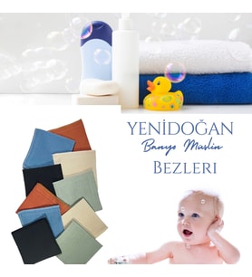 10’lu Müslin Yenidoğan Bebek Banyo Lif ve Kurulama Mendil Seti Bebek Banyosu ve Anne Bakım Mendilleri Bebek Banyo Takımları Bebek Lif ve Kurulama Bezi Seti (Çok Renkli-Multı)