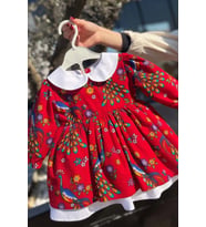 Bebe Yaka Poplin Kız Çocuk Bebek Pazen Poplin Renkli Elbise (Pembe)
