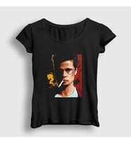 Presmono Kadın Beyaz Tyler Durden Brad Pitt Fight Club T-Shirt 327471tt (Siyah)