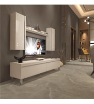 Decoraktiv Eko 5D Mdf Std Krom Ayaklı Tv Ünitesi Tv Sehpası - Beyaz - Pera (Beyaz)