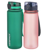 Uzspace 2'li Tritan Matara Seti 800 ml 14 Farklı Renk Seçeneği FiftyFifty (Mint Yeşili - Somon Pembe)