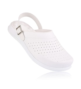 FootFlex Klasik Tokalı Ortopedik Sabo Hastane Doktor Hemşire Terliği (Beyaz)