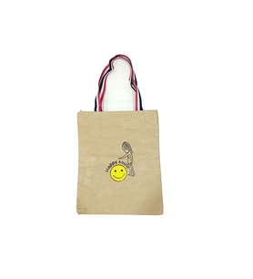 Slm Desenli Bez Çanta - Happy Smile - Krem (Krem)