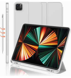 Apple iPad Pro 11 1. 2. 3. 4. Nesil Kılıf Kalem Bölmeli Smart Case 2018-2022 (Açık Gri)