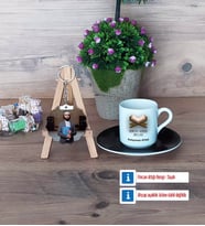 Kuran Kursu Hocası Türk Kahvesi Fincanı Ahşap Altlıklı ve Fotoğraflı Ahşap Anahtarlık Hediye (Model 7)