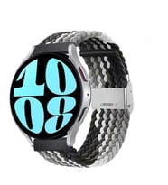 Sneezy Samsung Galaxy Watch 6 – Classic 40-43-44-47mm  20mm Metal Klips Solo Fiberlink Örgü Kordon (Siyah Beyaz)