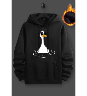 Duck Baskılı Oversize Sweatshirt (Siyah)