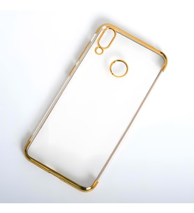 Huawei Honor 8C Kılıf Dört Köşeli Lazer Silikon Kılıf (Gold)