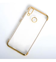 Huawei Honor 8C Kılıf Dört Köşeli Lazer Silikon Kılıf (Gold)