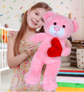 50 cm Kalpli Peluş  Sevimli Ayıcık (Pembe)
