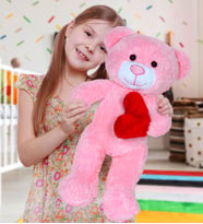 50 cm Kalpli Peluş  Sevimli Ayıcık (Pembe)