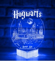 Kişiye Özel Harry Potter Hogwarts Kalesi  3D LED Lamba (Mavi)
