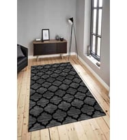Dijital Baskılı Yıkanabilir Kaymaz Modern Renkli Salon Halısı Mutfak Halısı Yolluk ND-HY-1237 (Siyah)
