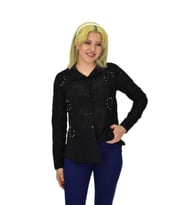 Kadın Brodeli Taşlı Bluz BGL-ST03720 (Siyah)