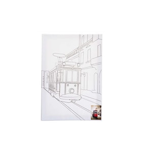 Ceoart Desenli Tuval 35x50  - Galata Kulesi (Pembe)