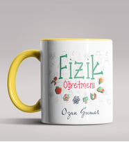 Kişiye Özel Fizik Öğretmeni Tasarımlı Siyah Renk Kupa Bardak 8 (Sarı)