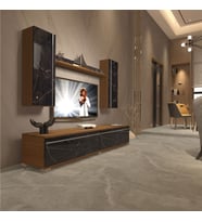 Decoraktiv Eko 7 Mdf Std Tv Ünitesi Tv Sehpası (Ceviz - Siyah Mermer)