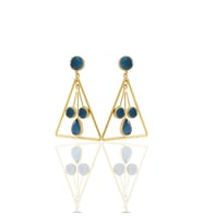 Kadir Jewellery 22 Ayar Altına Kaplama Kadın Sallantılı Küpe -El İşçiliği Ve Hipoalerjenik Küpe (Koyu Mavi)