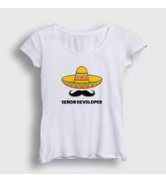 Presmono Kadın Sarı Senior Developer Yazılımcı T-Shirt 338972tt (Beyaz)