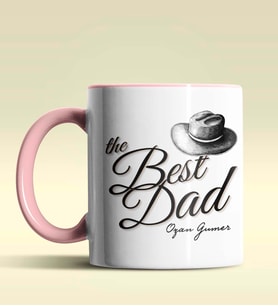 Kişiye Özel The Best Dad Tasarımlı Siyah Kupa Bardak (Pembe)