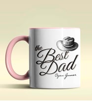 Kişiye Özel The Best Dad Tasarımlı Siyah Kupa Bardak (Pembe)