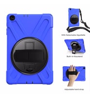 Samsung Galaxy Tab A 10.1 T510 T515 T517 Kılıf Defender Askılı Zırhlı Tank Case (Mavi)