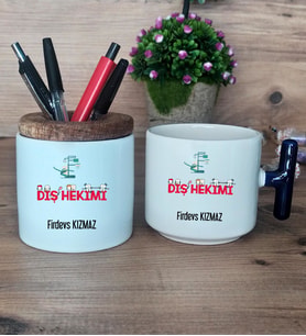 Diş Hekimi Hediye Sepeti Kupa Bardak T Kulplu, Kalemlik Hediyeleri Diş Hekimleri Günü Hediyesi (Model 2)